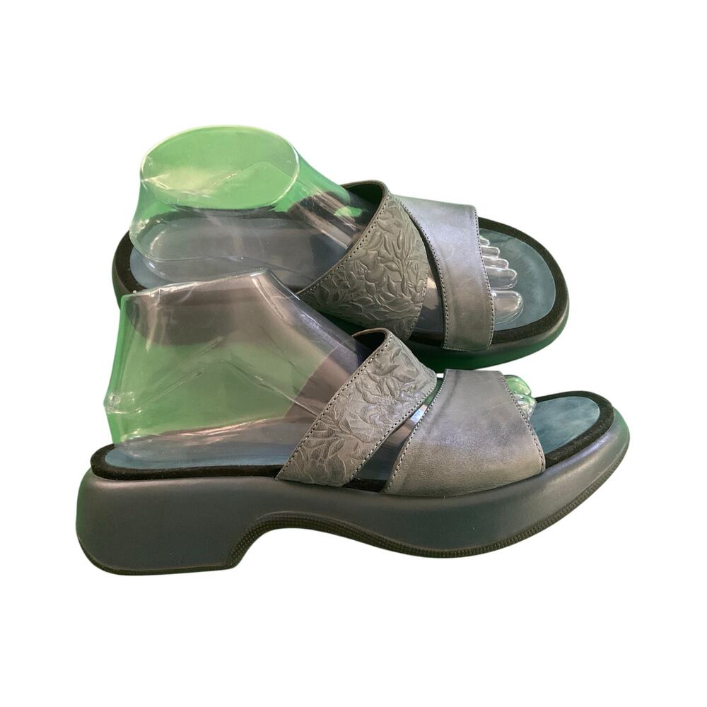 Dansko Women's Gray Embossed Strap Slide Sandals